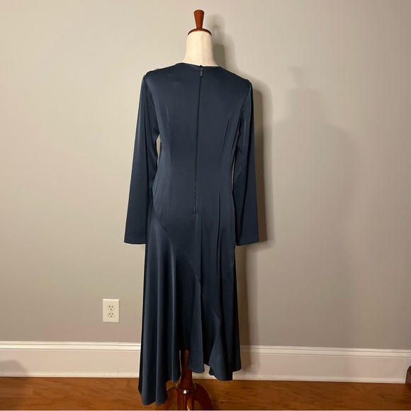 Blue Satin Midi Dress - size 8 - Picture 4 of 5